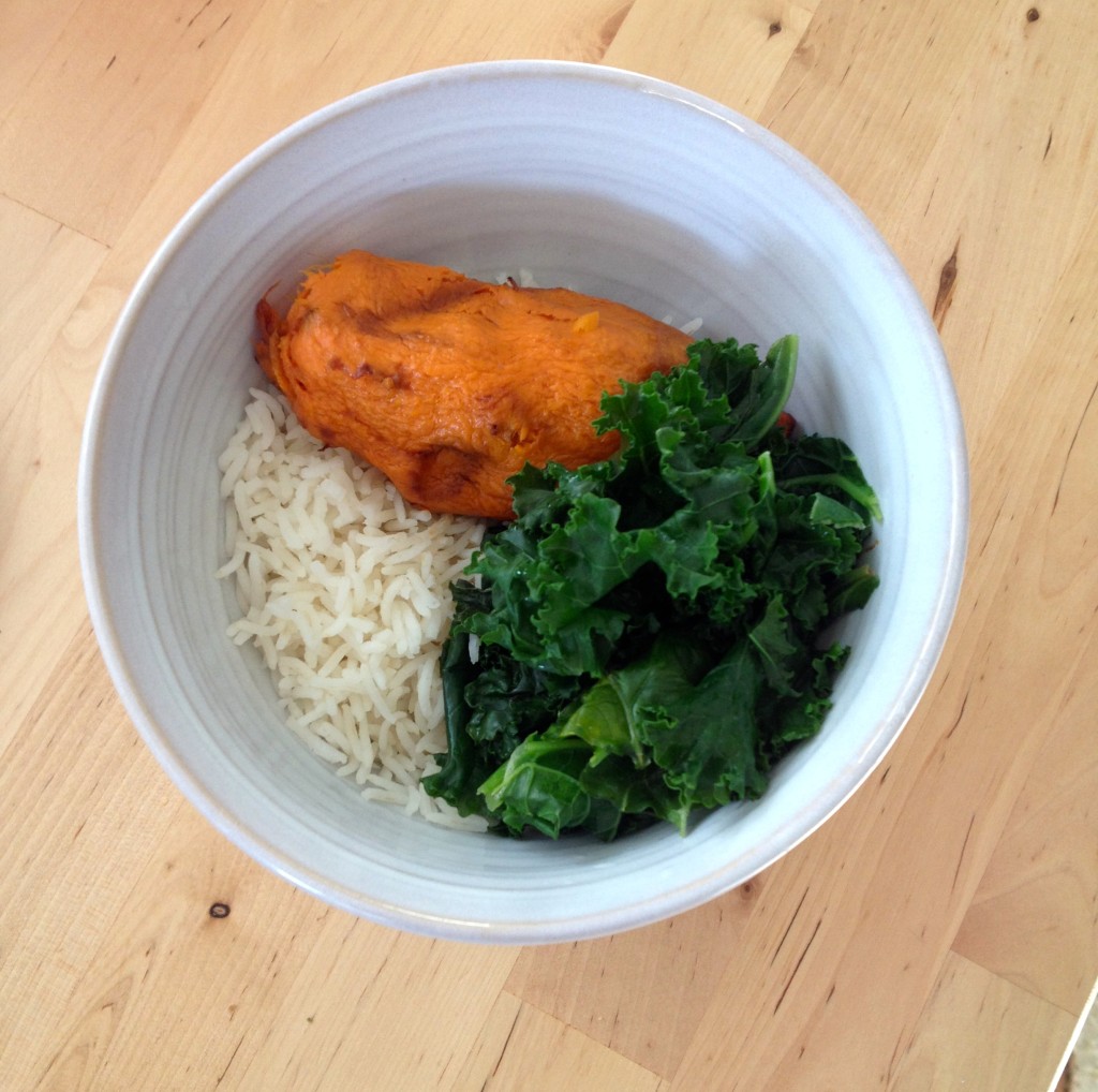 Sweet Potato with Kale and Rice